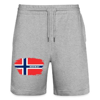 Drapeau de la Norvège / Scandinavie cadeau Oslo - Short de jogging bio TRAINER Stanley/Stella unisexe - gris chiné - Devant - Nik (191cm) & Marisol (170cm)
