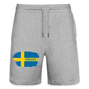 Schweden Flagge / Geschenk Skandinavien Stockholm - Stanley/Stella Unisex Bio Joggingshorts Trainer  - Grau meliert - Vorne - Nik (191cm) & Marisol (170cm)