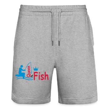 poisson - Short de jogging bio TRAINER Stanley/Stella unisexe - gris chiné - Devant - Nik (191cm) & Marisol (170cm)