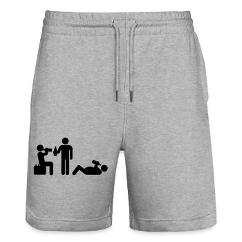 meine 3 hobbys - alkohol trinken party spass - Stanley/Stella Unisex Bio Joggingshorts Trainer  - Grau meliert - Vorne - Nik (191cm) & Marisol (170cm)