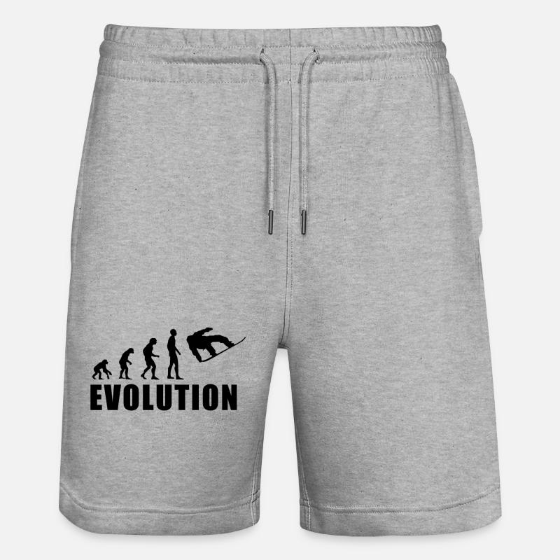 EVOLUTION SNOWBOARD Schnee Winter Geschenk - Stanley/Stella Unisex Bio Joggingshorts Trainer  - Grau meliert
