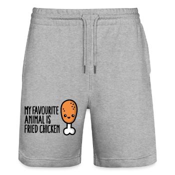 Mein Lieblingstier ist niedliches Cartoon des gebratenen Huhns - Stanley/Stella Unisex Bio Joggingshorts Trainer  - Grau meliert - Vorne - Nik (191cm) & Marisol (170cm)