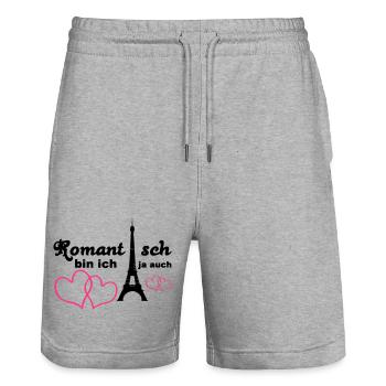 Romantisch Liebe Herz Paris Paar Spruch Geschenk - Stanley/Stella Unisex Bio Joggingshorts Trainer  - Grau meliert - Vorne - Nik (191cm) & Marisol (170cm)