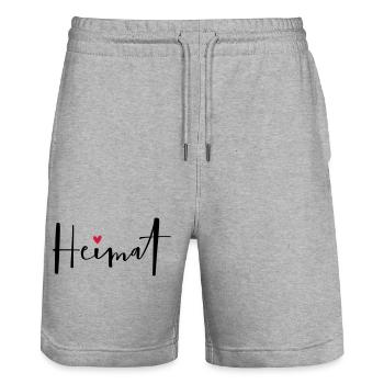 Heimat I Zuhause Daheim Herz Geschenk - Stanley/Stella Unisex Bio Joggingshorts Trainer  - Grau meliert - Vorne - Nik (191cm) & Marisol (170cm)