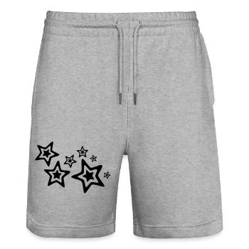 stars - Stanley/Stella Trainer Unisex Organic Jogging Shorts - heather grey - Front - Nik (191cm) & Marisol (170cm)