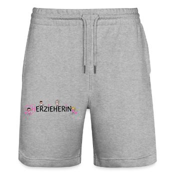 Educator Heart Educator - Stanley/Stella Trainer Unisex Organic Jogging Shorts - heather grey - Front - Nik (191cm) & Marisol (170cm)