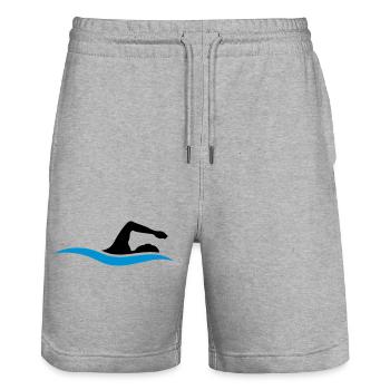 logo schwarz schwimmen schwimmer verein team wasse - Stanley/Stella Unisex Bio Joggingshorts Trainer  - Grau meliert - Vorne - Nik (191cm) & Marisol (170cm)