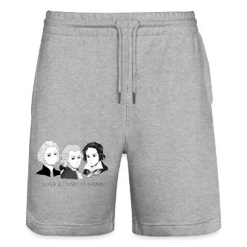 Bach - Mozart - Beethoven en chibi - Short de jogging bio TRAINER Stanley/Stella unisexe - gris chiné - Devant - Nik (191cm) & Marisol (170cm)