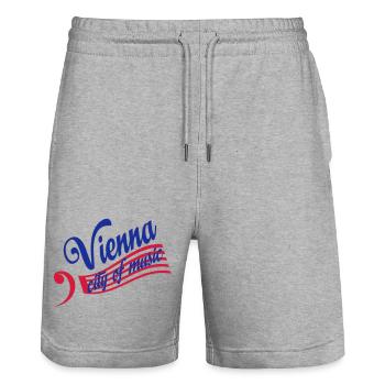 vienna - Stanley/Stella Trainer Unisex Organic Jogging Shorts - heather grey - Front - Nik (191cm) & Marisol (170cm)