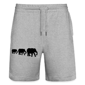 Elefanten, Elefantenfamilie, schwarze Silhouetten. - Stanley/Stella Unisex Bio Joggingshorts Trainer  - Grau meliert - Vorne - Nik (191cm) & Marisol (170cm)