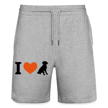 I love labrador - Stanley/Stella Trainer Unisex Organic Jogging Shorts - heather grey - Front - Nik (191cm) & Marisol (170cm)