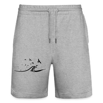 flight of gulls over the waves - Stanley/Stella Trainer Unisex Organic Jogging Shorts - heather grey - Front - Nik (191cm) & Marisol (170cm)