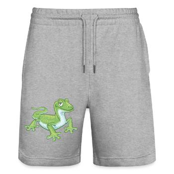 gecko vert - Short de jogging bio TRAINER Stanley/Stella unisexe - gris chiné - Devant - Nik (191cm) & Marisol (170cm)