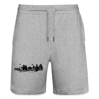 Abstrakte Stadtdesign Neuss - Stanley/Stella Unisex Bio Joggingshorts Trainer  - Grau meliert - Vorne - Nik (191cm) & Marisol (170cm)
