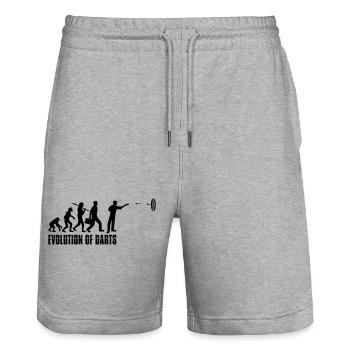 logo text evolution of entwicklung cool spielen da - Stanley/Stella Unisex Bio Joggingshorts Trainer  - Grau meliert - Vorne - Nik (191cm) & Marisol (170cm)