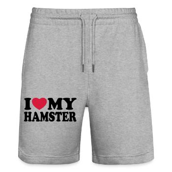 I love my hamster - Stanley/Stella Trainer Unisex Organic Jogging Shorts - heather grey - Front - Nik (191cm) & Marisol (170cm)