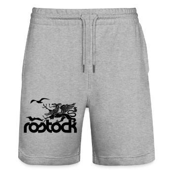 Rostock - Griffin and Seagulls - Stanley/Stella Trainer Unisex Organic Jogging Shorts - heather grey - Front - Nik (191cm) & Marisol (170cm)