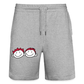 2 freunde kopf gesicht paar familie gemalt kind kr - Stanley/Stella Unisex Bio Joggingshorts Trainer  - Grau meliert - Vorne - Nik (191cm) & Marisol (170cm)