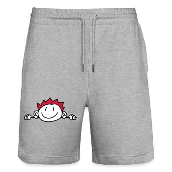 hide wall wall face head child painted kri - Stanley/Stella Trainer Unisex Organic Jogging Shorts - heather grey - Front - Nik (191cm) & Marisol (170cm)