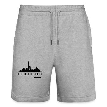 Bologna Skyline Neon Outline - Stanley/Stella Trainer Unisex Organic Jogging Shorts - heather grey - Front - Nik (191cm) & Marisol (170cm)