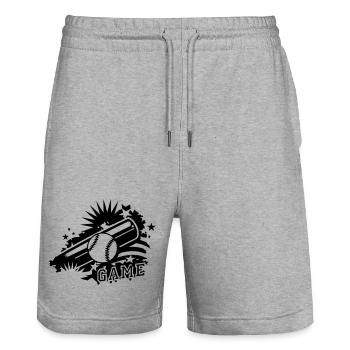 Une balle de baseball et une batte de base-ball - Short de jogging bio TRAINER Stanley/Stella unisexe - gris chiné - Devant - Nik (191cm) & Marisol (170cm)