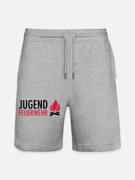 Young firefighters with flame - Stanley/Stella Trainer Unisex Organic Jogging Shorts - heather grey