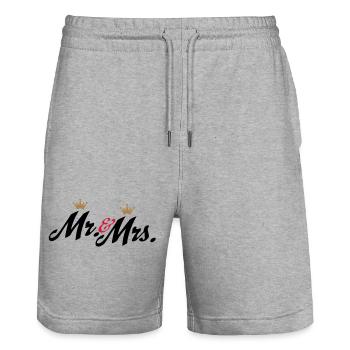 wedding - Stanley/Stella Trainer Unisex Organic Jogging Shorts - heather grey - Front - Nik (191cm) & Marisol (170cm)