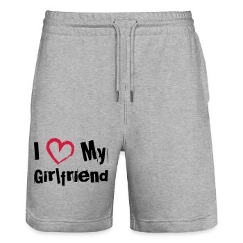 I Love My Girlfriend - Stanley/Stella Unisex Bio Joggingshorts Trainer  - Grau meliert - Vorne - Nik (191cm) & Marisol (170cm)