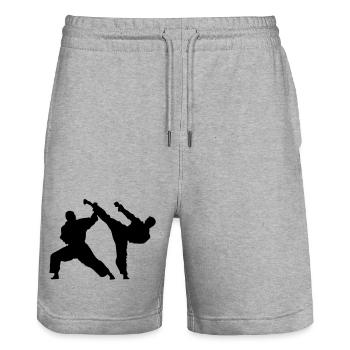 Karate - Stanley/Stella Unisex Bio Joggingshorts Trainer  - Grau meliert - Vorne - Nik (191cm) & Marisol (170cm)