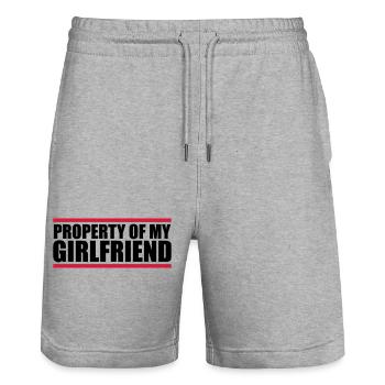 propriété de faisceau de ma petite amie en disant conception eig - Short de jogging bio TRAINER Stanley/Stella unisexe - gris chiné - Devant - Nik (191cm) & Marisol (170cm)