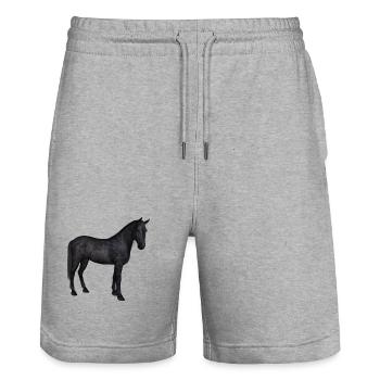 Eleganter Grauer Araber auf Dunklem Fundament - Stanley/Stella Unisex Bio Joggingshorts Trainer  - Grau meliert - Vorne - Nik (191cm) & Marisol (170cm)