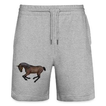 cheval - Short de jogging bio TRAINER Stanley/Stella unisexe - gris chiné - Devant - Nik (191cm) & Marisol (170cm)