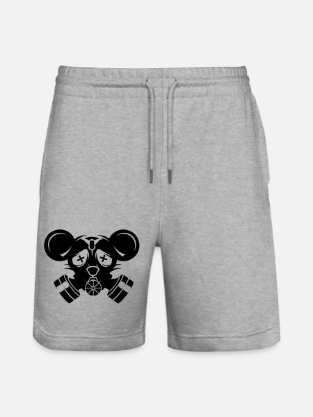 coole Gasmaske mit Mäuseohren - Stanley/Stella Unisex Bio Joggingshorts Trainer  - Grau meliert