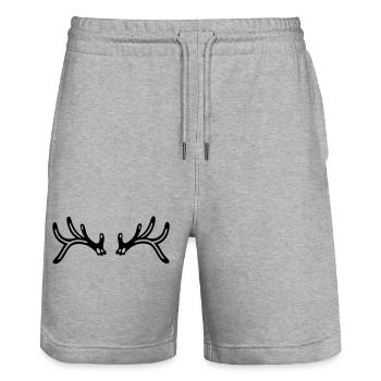 Silhouette de cerf bois de renne Noël - Short de jogging bio TRAINER Stanley/Stella unisexe - gris chiné - Devant - Nik (191cm) & Marisol (170cm)