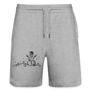 Bonhomme de neige hiver neige flocons - Short de jogging bio TRAINER Stanley/Stella unisexe - gris chiné - Devant - Nik (191cm) & Marisol (170cm)