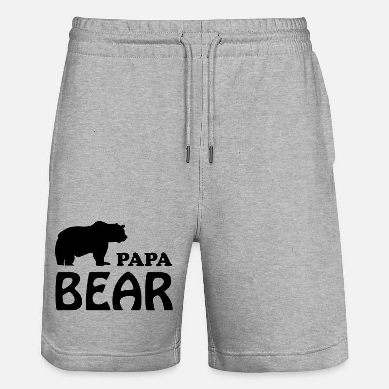 Papa bear Dad daddy vater - Stanley/Stella Unisex Bio Joggingshorts Trainer  - Grau meliert