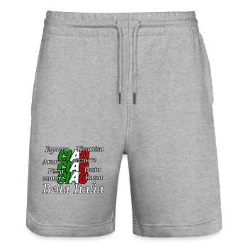 Italien Italia italienisch Ciao Spruch Geschenk - Stanley/Stella Unisex Bio Joggingshorts Trainer  - Grau meliert - Vorne - Nik (191cm) & Marisol (170cm)