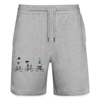 Artistic cycling, artistic cycling, indoor cycling - Stanley/Stella Trainer Unisex Organic Jogging Shorts - heather grey - Front - Nik (191cm) & Marisol (170cm)
