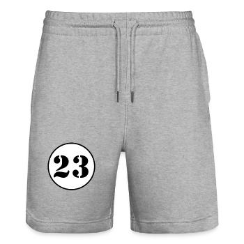 NUMMER 23 Dreiundzwanzig Geburtstag Geschenk - Stanley/Stella Unisex Bio Joggingshorts Trainer  - Grau meliert - Vorne - Nik (191cm) & Marisol (170cm)