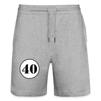 NUMBER 40 forty birthday gift - Stanley/Stella Trainer Unisex Organic Jogging Shorts - heather grey - Front - Nik (191cm) & Marisol (170cm)