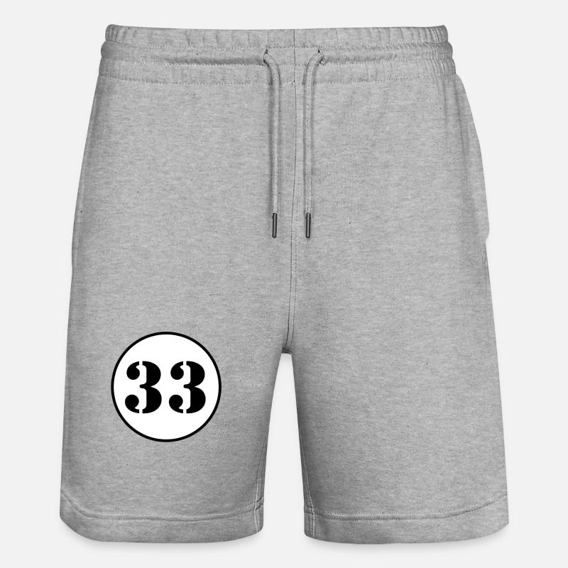 NUMÉRO 33 trente-trois cadeau d'anniversaire - Short de jogging bio TRAINER Stanley/Stella unisexe - gris chiné