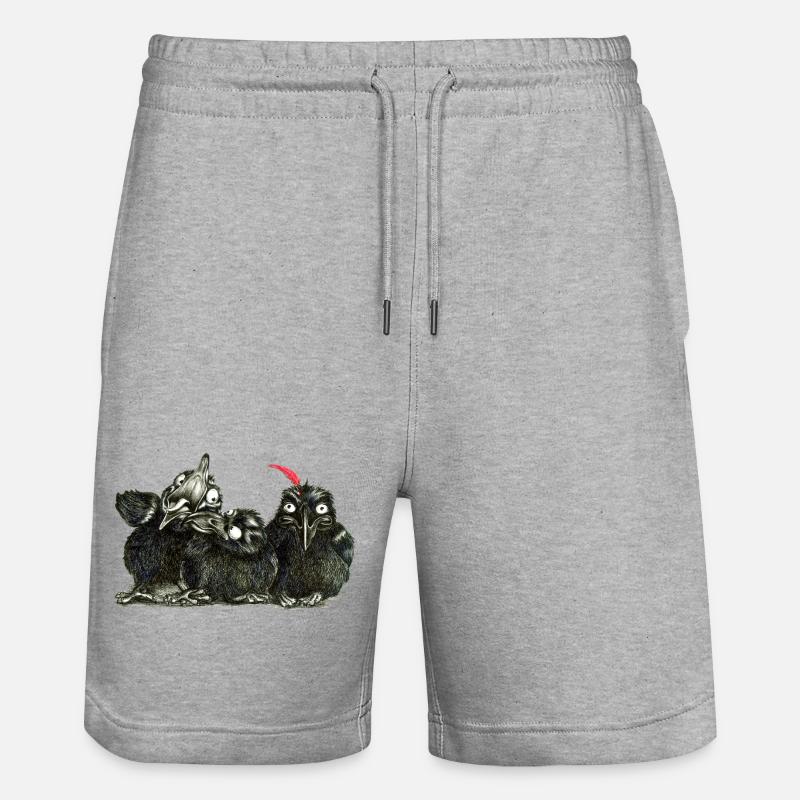 drei junge freche kraehen - Stanley/Stella Unisex Bio Joggingshorts Trainer  - Grau meliert