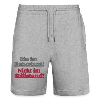 Rente Rentner Rentnerin Ruhestand stillstand..(25) - Stanley/Stella Unisex Bio Joggingshorts Trainer  - Grau meliert - Vorne - Nik (191cm) & Marisol (170cm)