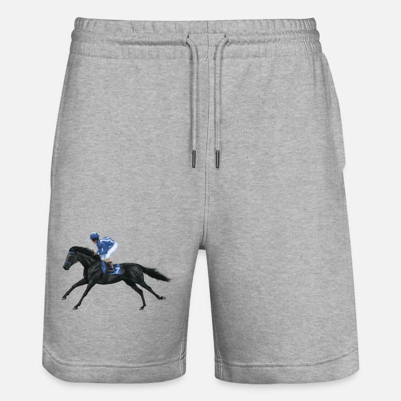Cheval de race noire - Short de jogging bio TRAINER Stanley/Stella unisexe - gris chiné