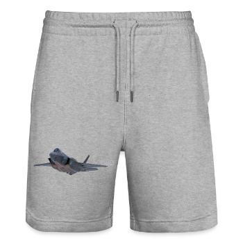 F-35 - Stanley/Stella Trainer Unisex Organic Jogging Shorts - heather grey - Front - Nik (191cm) & Marisol (170cm)