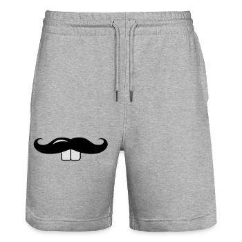 A mustache with Buck teeth - Stanley/Stella Trainer Unisex Organic Jogging Shorts - heather grey - Front - Nik (191cm) & Marisol (170cm)
