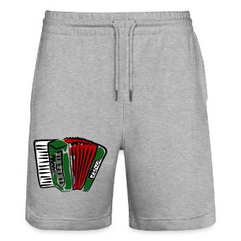 Abstract accordion design in vivid colors - Stanley/Stella Trainer Unisex Organic Jogging Shorts - heather grey - Front - Nik (191cm) & Marisol (170cm)