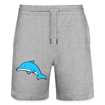 Süsser Delfin - Stanley/Stella Unisex Bio Joggingshorts Trainer  - Grau meliert - Vorne - Nik (191cm) & Marisol (170cm)