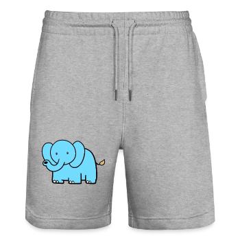 Petit éléphant - Short de jogging bio TRAINER Stanley/Stella unisexe - gris chiné - Devant - Nik (191cm) & Marisol (170cm)