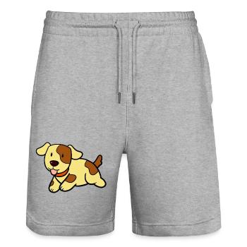 Chien mignon - Short de jogging bio TRAINER Stanley/Stella unisexe - gris chiné - Devant - Nik (191cm) & Marisol (170cm)